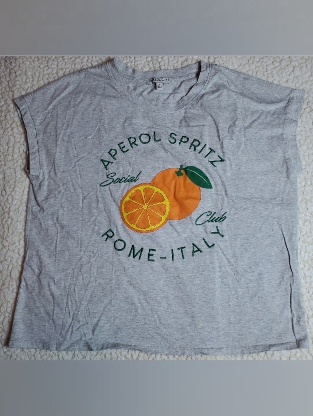 Green Envelope "Social Club" Rome-Italy Graphic T-Shirt, L, Heathered Gray